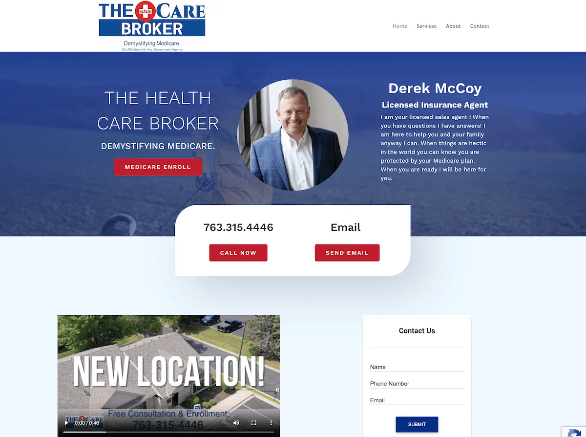 The Health Care Broker logo for insurance agency web design.